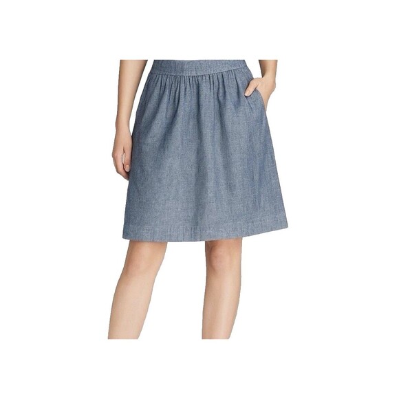 Eileen Fisher Dresses & Skirts - Eileen Fisher Chambray Hemp Cotton Skirt Classic A-Line Coastal Minimalist Sz XL